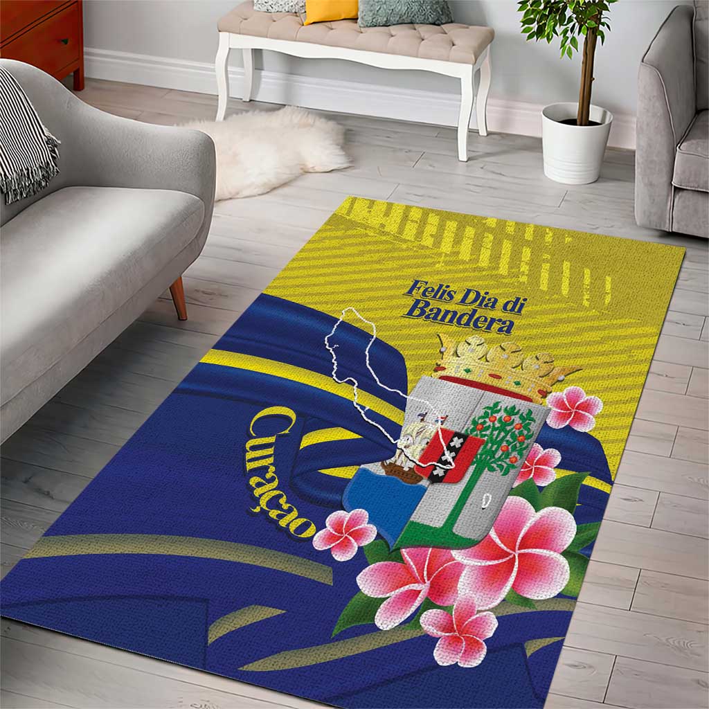 Curacao Flag Day Area Rug Felis Dia di Bandera Pink Plumeria - Wonder Print Shop
