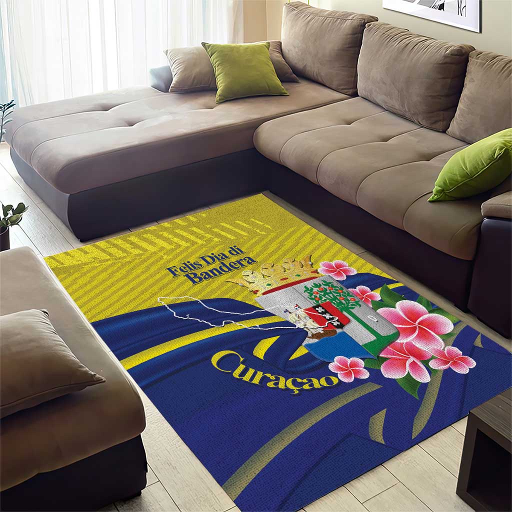 Curacao Flag Day Area Rug Felis Dia di Bandera Pink Plumeria - Wonder Print Shop