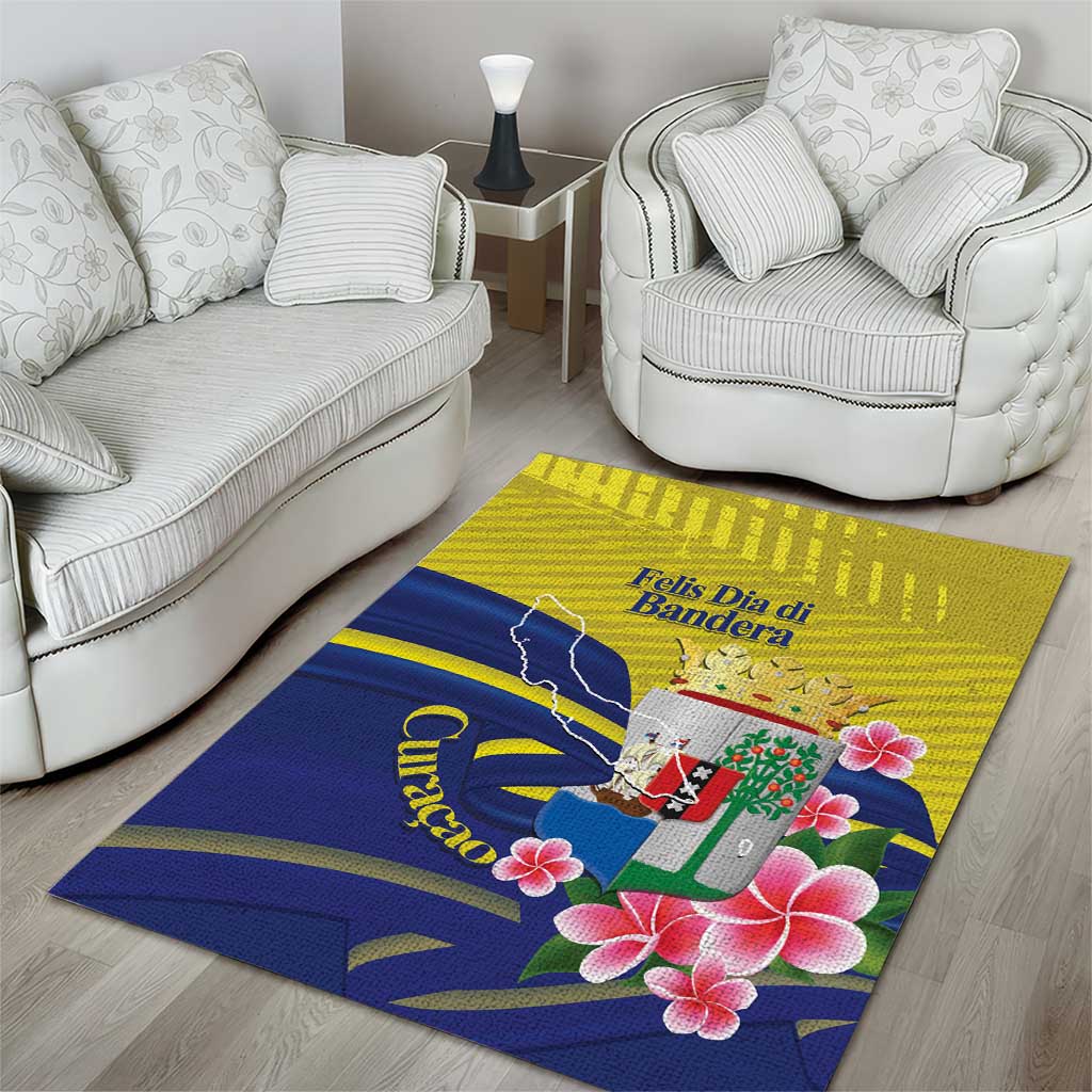 Curacao Flag Day Area Rug Felis Dia di Bandera Pink Plumeria - Wonder Print Shop