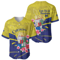 Curacao Flag Day Baseball Jersey Felis Dia di Bandera Pink Plumeria - Wonder Print Shop