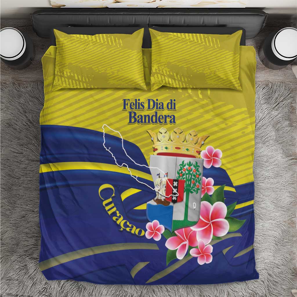 Curacao Flag Day Bedding Set Felis Dia di Bandera Pink Plumeria - Wonder Print Shop