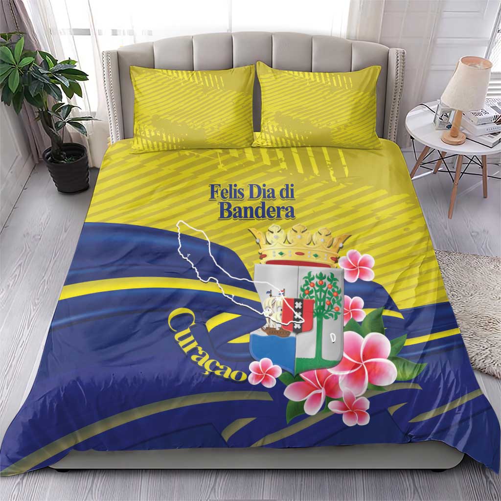 Curacao Flag Day Bedding Set Felis Dia di Bandera Pink Plumeria - Wonder Print Shop