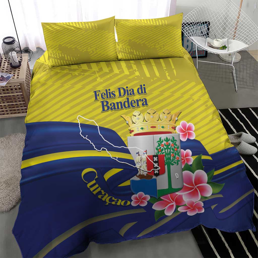 Curacao Flag Day Bedding Set Felis Dia di Bandera Pink Plumeria - Wonder Print Shop
