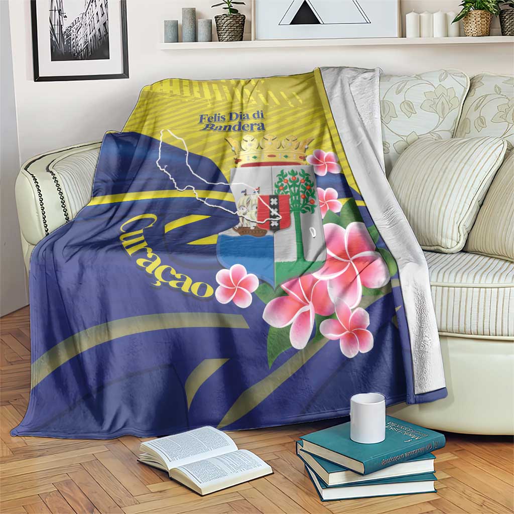 Curacao Flag Day Blanket Felis Dia di Bandera Pink Plumeria - Wonder Print Shop