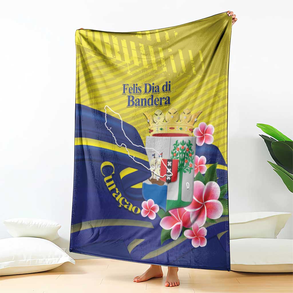 Curacao Flag Day Blanket Felis Dia di Bandera Pink Plumeria - Wonder Print Shop