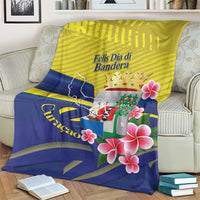 Curacao Flag Day Blanket Felis Dia di Bandera Pink Plumeria - Wonder Print Shop