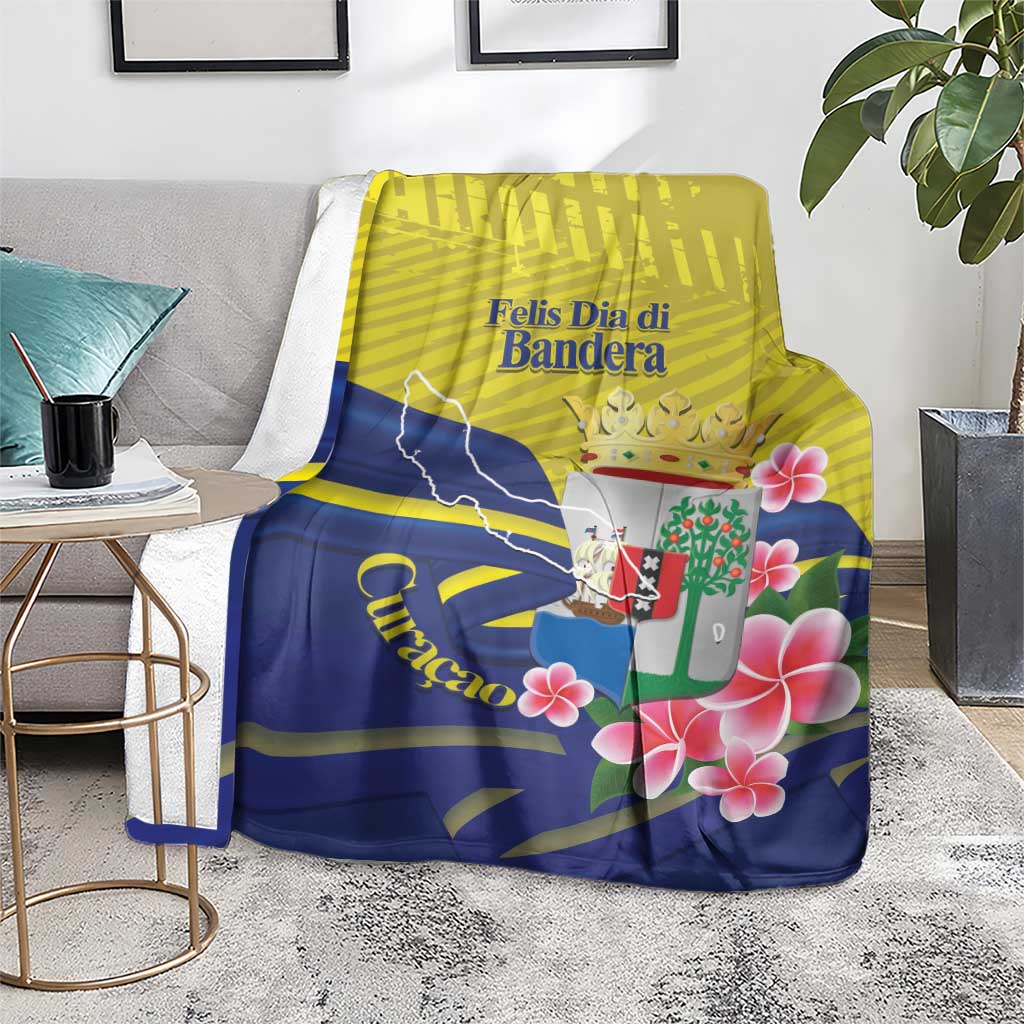 Curacao Flag Day Blanket Felis Dia di Bandera Pink Plumeria - Wonder Print Shop