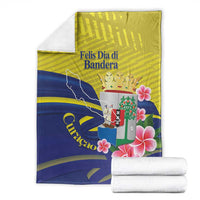 Curacao Flag Day Blanket Felis Dia di Bandera Pink Plumeria - Wonder Print Shop