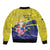 Curacao Flag Day Bomber Jacket Felis Dia di Bandera Pink Plumeria - Wonder Print Shop