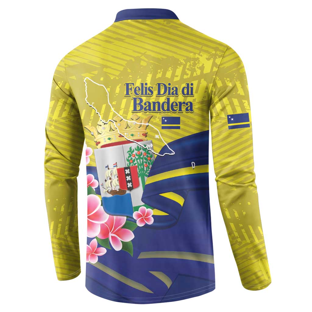 Curacao Flag Day Button Sweatshirt Felis Dia di Bandera Pink Plumeria - Wonder Print Shop