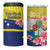Curacao Flag Day 4 in 1 Can Cooler Tumbler Felis Dia di Bandera Pink Plumeria - Wonder Print Shop