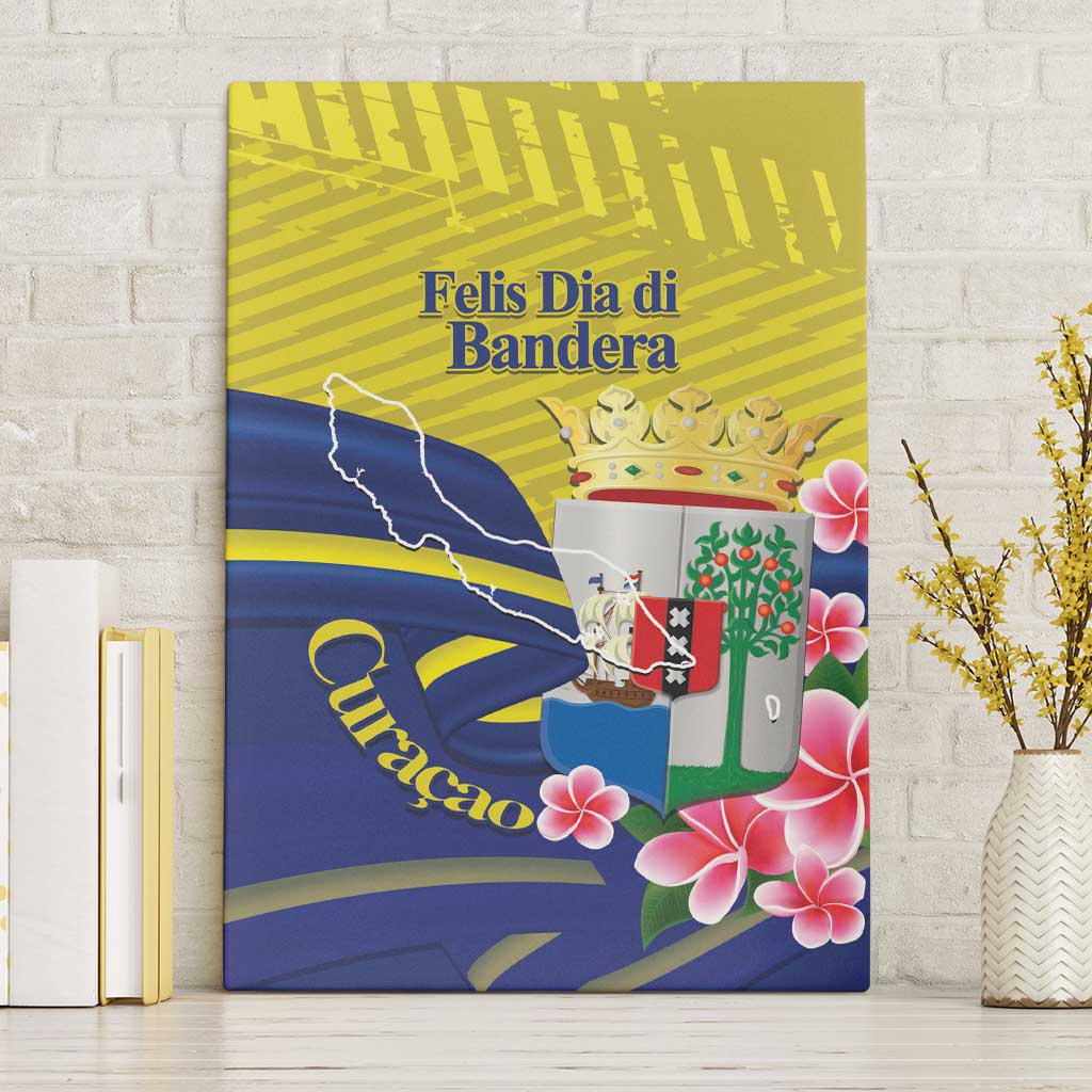 Curacao Flag Day Canvas Wall Art Felis Dia di Bandera Pink Plumeria - Wonder Print Shop