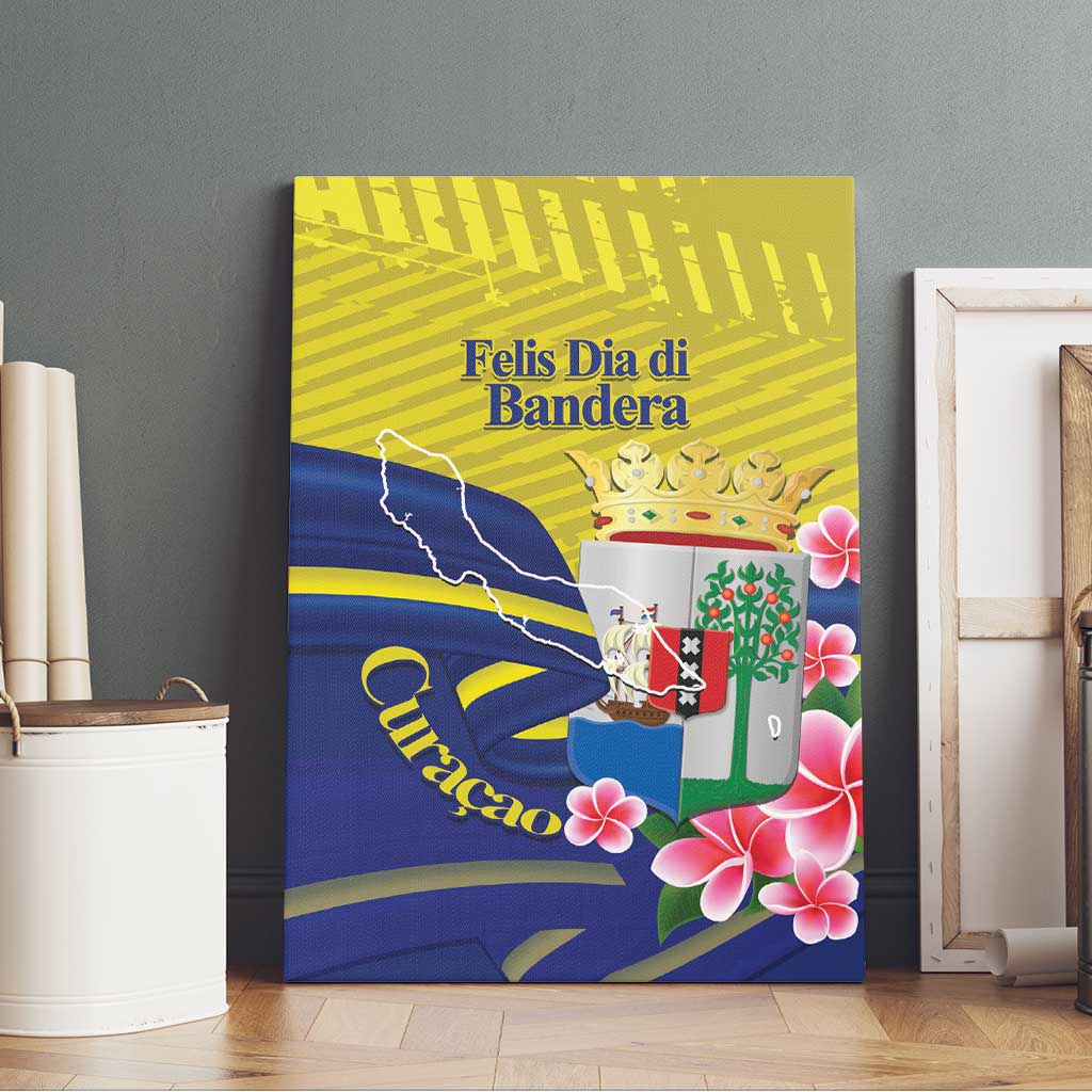 Curacao Flag Day Canvas Wall Art Felis Dia di Bandera Pink Plumeria - Wonder Print Shop