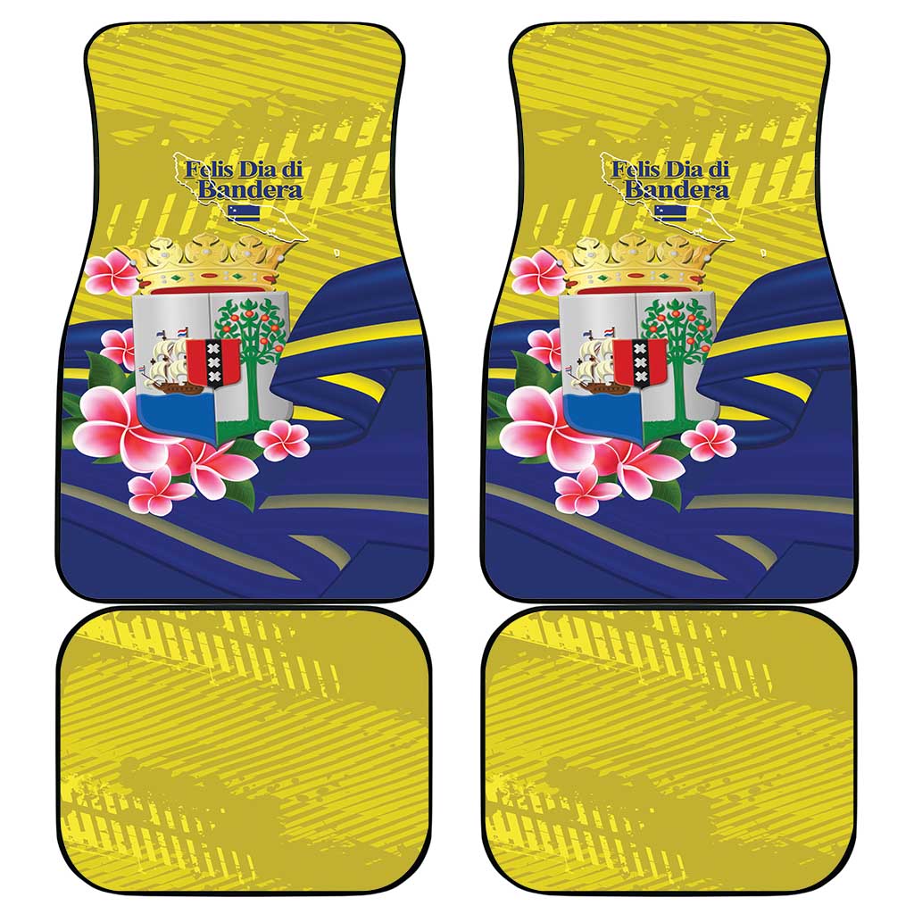 Curacao Flag Day Car Mats Felis Dia di Bandera Pink Plumeria - Wonder Print Shop