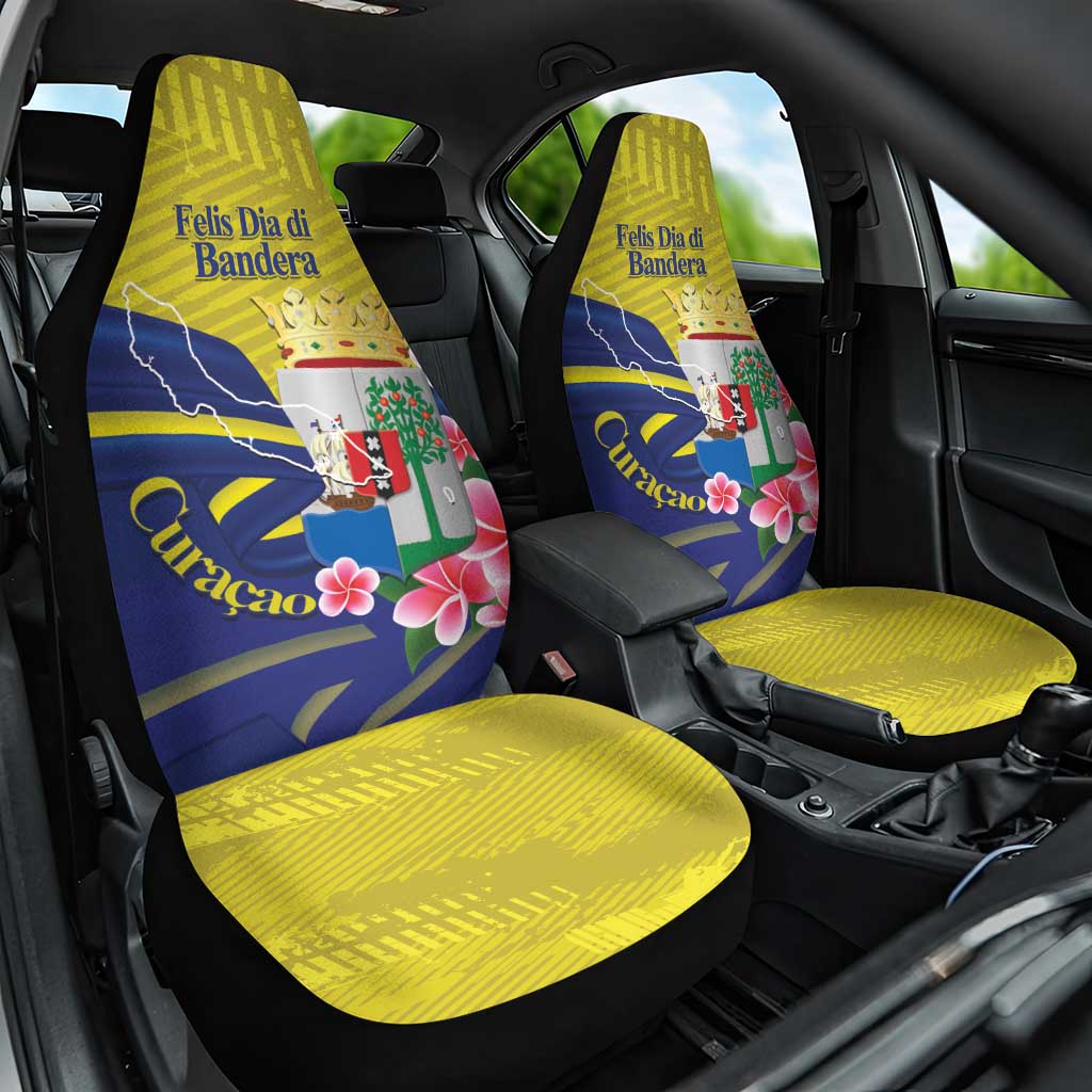 Curacao Flag Day Car Seat Cover Felis Dia di Bandera Pink Plumeria - Wonder Print Shop