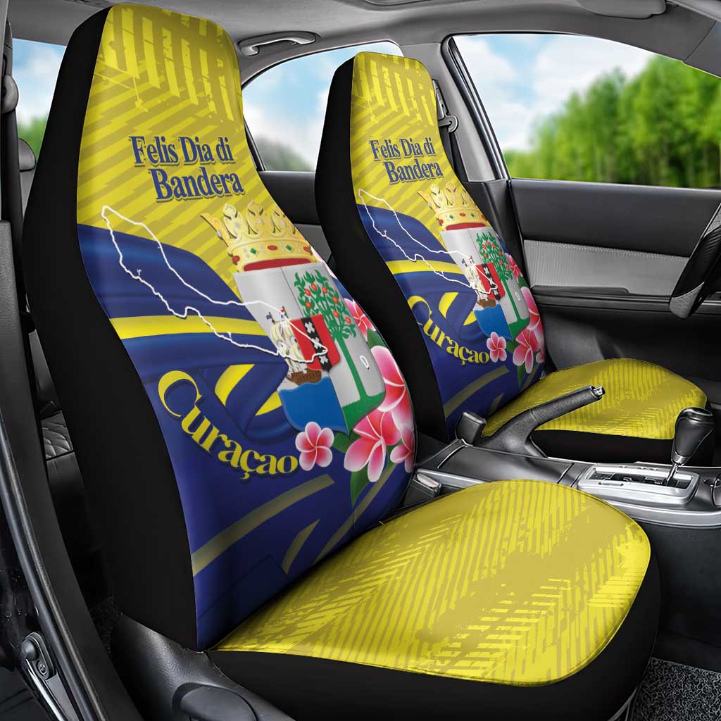 Curacao Flag Day Car Seat Cover Felis Dia di Bandera Pink Plumeria - Wonder Print Shop