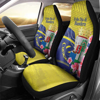 Curacao Flag Day Car Seat Cover Felis Dia di Bandera Pink Plumeria - Wonder Print Shop