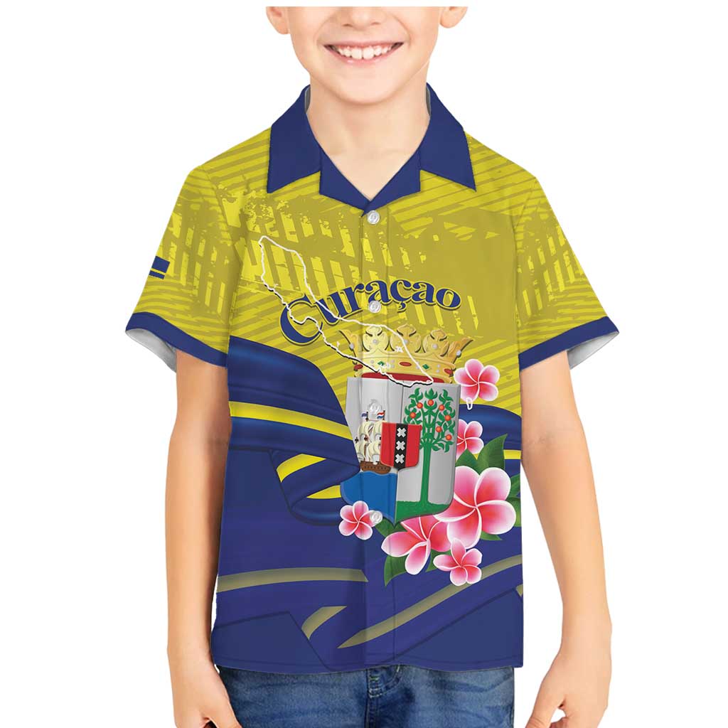 Curacao Flag Day Family Matching Mermaid Dress and Hawaiian Shirt Felis Dia di Bandera Pink Plumeria - Wonder Print Shop