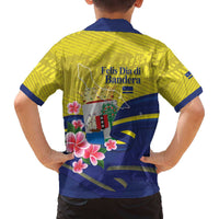 Curacao Flag Day Family Matching Off The Shoulder Long Sleeve Dress and Hawaiian Shirt Felis Dia di Bandera Pink Plumeria - Wonder Print Shop