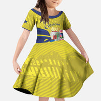 Curacao Flag Day Family Matching Off The Shoulder Long Sleeve Dress and Hawaiian Shirt Felis Dia di Bandera Pink Plumeria - Wonder Print Shop