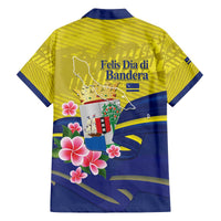 Curacao Flag Day Family Matching Off The Shoulder Long Sleeve Dress and Hawaiian Shirt Felis Dia di Bandera Pink Plumeria - Wonder Print Shop