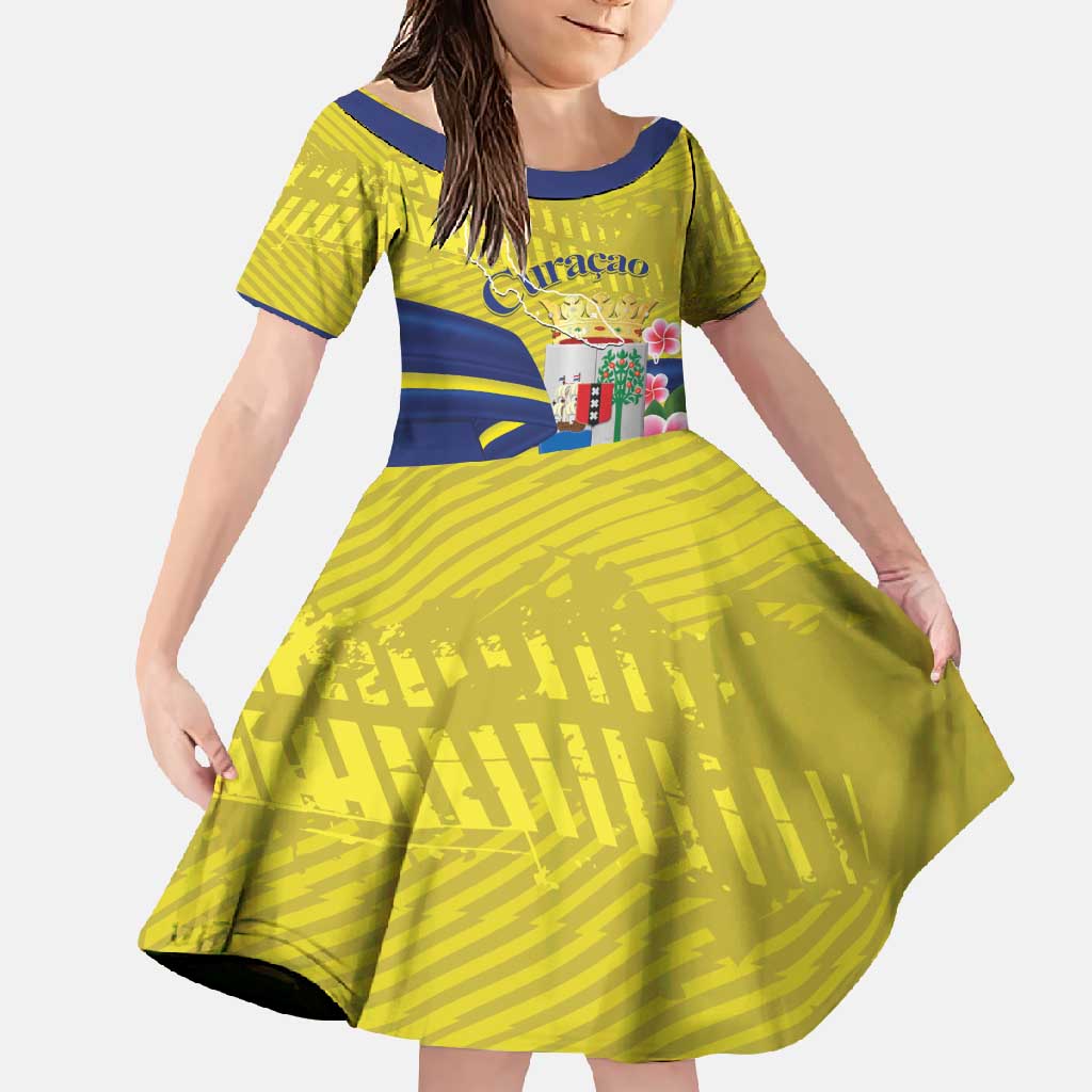 Curacao Flag Day Family Matching Off Shoulder Maxi Dress and Hawaiian Shirt Felis Dia di Bandera Pink Plumeria - Wonder Print Shop