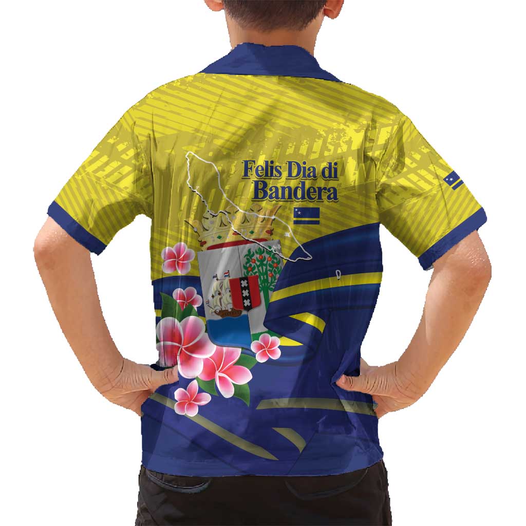 Curacao Flag Day Family Matching Puletasi and Hawaiian Shirt Felis Dia di Bandera Pink Plumeria - Wonder Print Shop