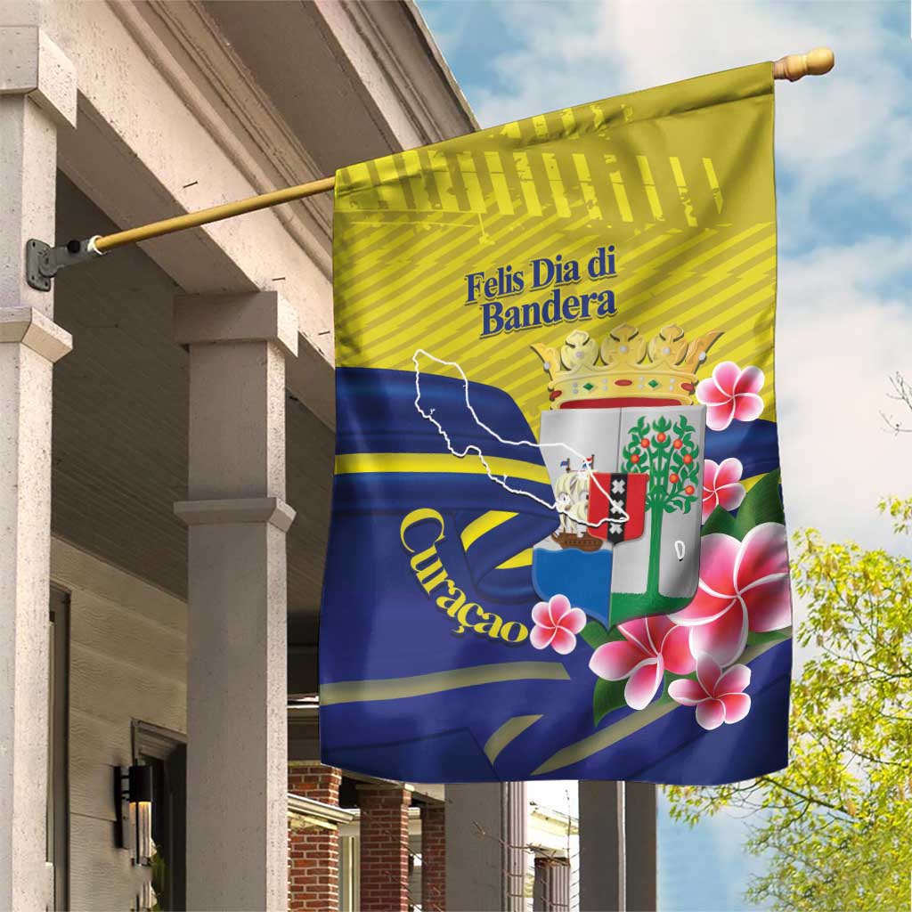 Curacao Flag Day Garden Flag Felis Dia di Bandera Pink Plumeria - Wonder Print Shop