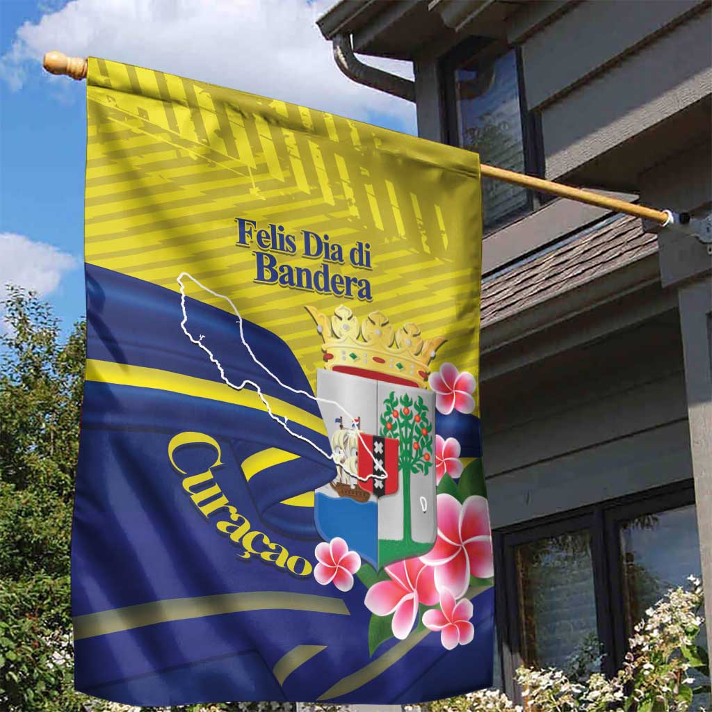 Curacao Flag Day Garden Flag Felis Dia di Bandera Pink Plumeria - Wonder Print Shop