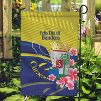 Curacao Flag Day Garden Flag Felis Dia di Bandera Pink Plumeria - Wonder Print Shop