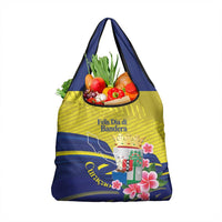 Curacao Flag Day Grocery Bag Felis Dia di Bandera Pink Plumeria - Wonder Print Shop