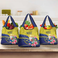 Curacao Flag Day Grocery Bag Felis Dia di Bandera Pink Plumeria - Wonder Print Shop