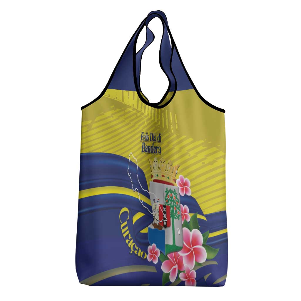 Curacao Flag Day Grocery Bag Felis Dia di Bandera Pink Plumeria - Wonder Print Shop