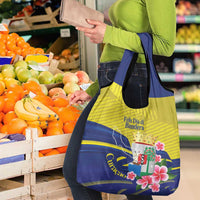 Curacao Flag Day Grocery Bag Felis Dia di Bandera Pink Plumeria - Wonder Print Shop