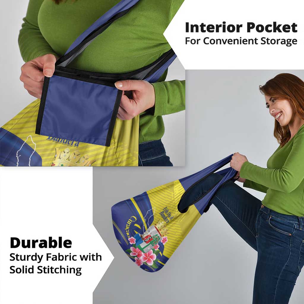 Curacao Flag Day Grocery Bag Felis Dia di Bandera Pink Plumeria - Wonder Print Shop