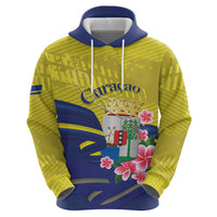 Curacao Flag Day Hoodie Felis Dia di Bandera Pink Plumeria - Wonder Print Shop