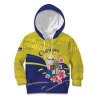 Curacao Flag Day Kid Hoodie Felis Dia di Bandera Pink Plumeria - Wonder Print Shop