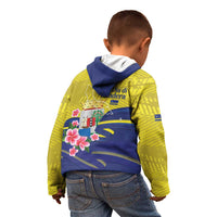 Curacao Flag Day Kid Hoodie Felis Dia di Bandera Pink Plumeria - Wonder Print Shop
