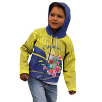Curacao Flag Day Kid Hoodie Felis Dia di Bandera Pink Plumeria - Wonder Print Shop