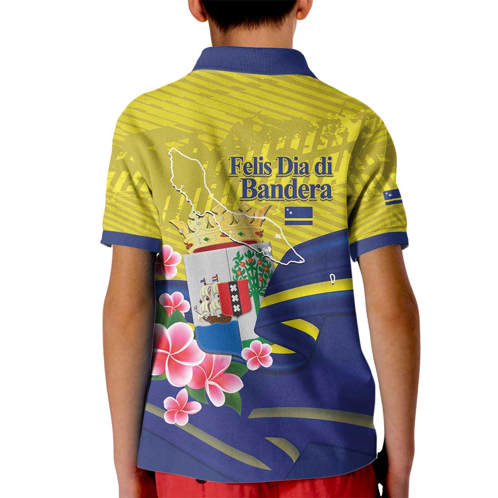 Curacao Flag Day Kid Polo Shirt Felis Dia di Bandera Pink Plumeria - Wonder Print Shop