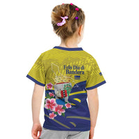 Curacao Flag Day Kid T Shirt Felis Dia di Bandera Pink Plumeria - Wonder Print Shop