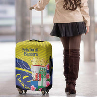Curacao Flag Day Luggage Cover Felis Dia di Bandera Pink Plumeria - Wonder Print Shop