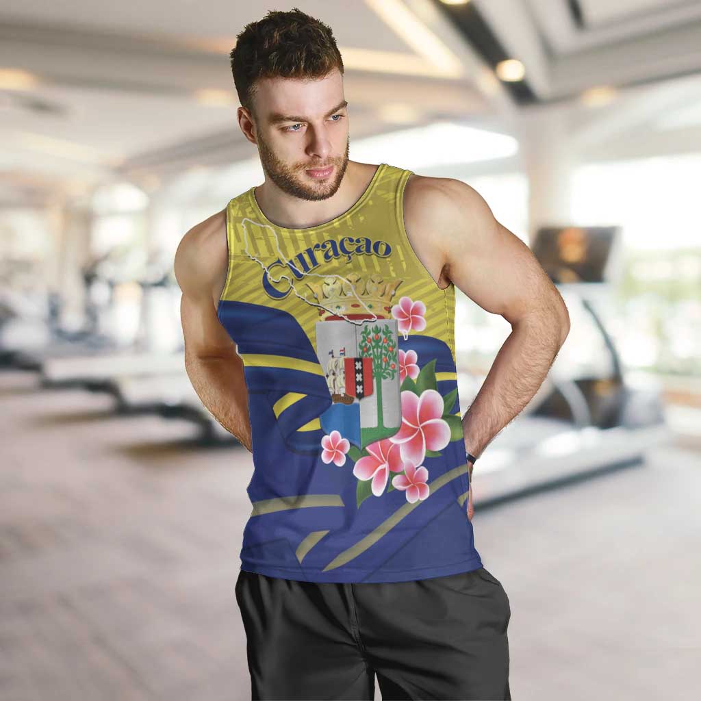 Curacao Flag Day Men Tank Top Felis Dia di Bandera Pink Plumeria - Wonder Print Shop