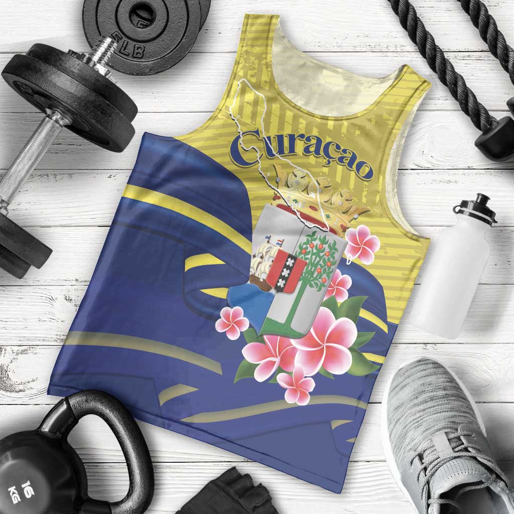 Curacao Flag Day Men Tank Top Felis Dia di Bandera Pink Plumeria - Wonder Print Shop