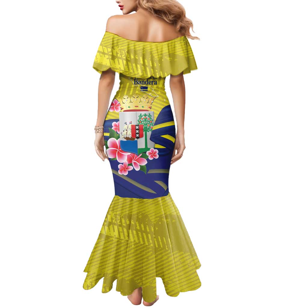 Curacao Flag Day Mermaid Dress Felis Dia di Bandera Pink Plumeria - Wonder Print Shop