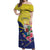 Curacao Flag Day Off Shoulder Maxi Dress Felis Dia di Bandera Pink Plumeria - Wonder Print Shop