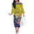 Curacao Flag Day Off The Shoulder Long Sleeve Dress Felis Dia di Bandera Pink Plumeria - Wonder Print Shop