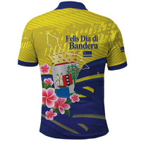 Curacao Flag Day Polo Shirt Felis Dia di Bandera Pink Plumeria - Wonder Print Shop