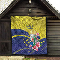 Curacao Flag Day Quilt Felis Dia di Bandera Pink Plumeria - Wonder Print Shop