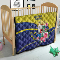 Curacao Flag Day Quilt Felis Dia di Bandera Pink Plumeria - Wonder Print Shop